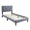 Royal Hampton Full Size Bed, Tufted Gray Velvet Upholstery, Diamond Stitch - 2 of 4