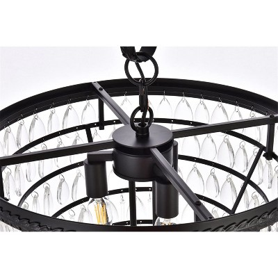 Nordic Black and Clear Crystal 5-Light Pendant Chandelier