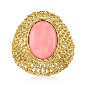 Ross-Simons Pink Coral Dome Ring in 18kt Gold Over Sterling - 1 of 4