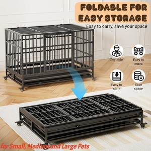 Heavy Duty Metal Dog Crate, 37 ”/42.5 ” /48 ” Dog Cage with Wheels Folding Indoor Dog Crate Perfect for Small Medium and Large Pets - 1 of 4