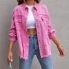Clearlove Womens Oversized Ripped Denim Jacket Frayed Hem Button Basic Fall Coats Jean Jackets with Pockets - 4 of 4