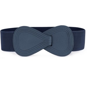 INSPIRE CHIC Women's Interlock 8-shaped Faux Leather Buckle Elastic Belt 1 Pc - 1 of 4