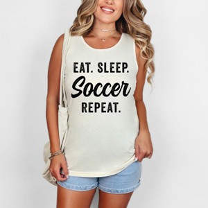 Simply Sage Market Eat Sleep Soccer Repeat Garment Dyed Tank - 1 of 3
