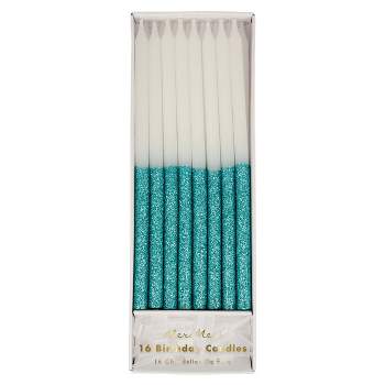 Meri Meri Blue Glitter Dipped Candles (Pack of 16)
