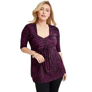 Jessica London Stretch Knit Pleated Tunic - 1 of 4