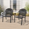 Cast Aluminum Patio Stacking Armchair With Black Frame And Cushions In Red Colors - 3 of 4