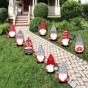 Big Dot of Happiness Christmas Gnomes - Lawn Decorations - Outdoor Holiday Party Yard Decorations - 10 Piece - 1 of 4