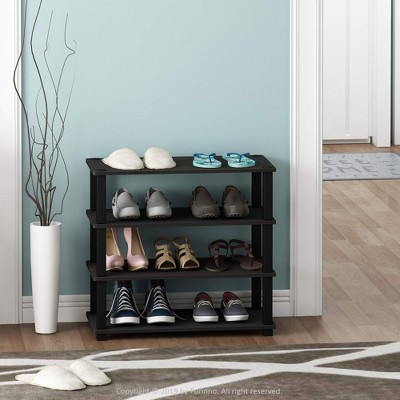 Furinno 3-Tier\4-Tier Shoe Rack Multifunction Tower Shelf Storage Organizer Stand for Bathroom&Living Room&Entryway,Espresso/Black