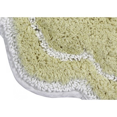 17"x24" Green Cotton Tufted Bath Rug with Non-Slip Backing