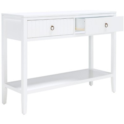 White Mahogany and Brass Hallway Table with Storage