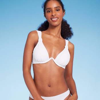 Women's Lightly Lined Ruffle Bikini Top - Shade & Shore™ White 38c