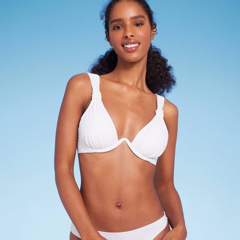 Women's Knot Detail Continuous Underwire Bikini Top - Shade & Shore™ White  34DD