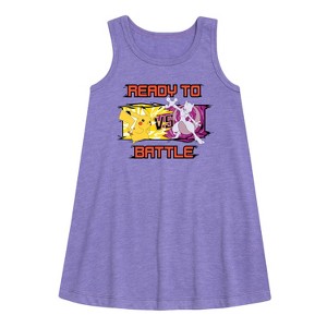 - Pokémon - Pikachu Mewtwo Battle Graphic Sleeveless Aline Dress - 1 of 3