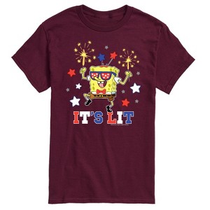 Men's - SpongeBob SquarePants - It's Lit American Spongebob Short Sleeve Graphic T-Shirt - 1 of 4