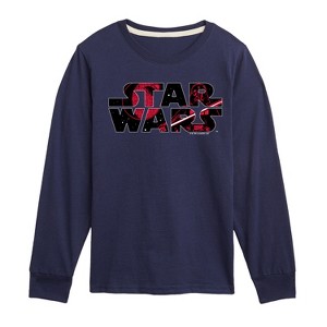 Boys' - Star Wars - Logo Darth Vader Long Sleeve Graphic T-Shirt - 1 of 3