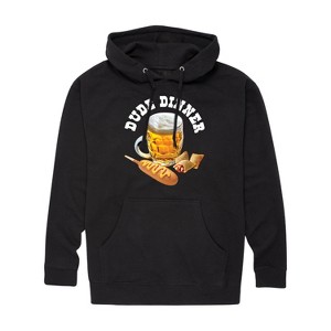 Men's - Instant Message - Dude Dinner Beer Corn Dog Graphic Fleece Pullover Hoodie - 1 of 4