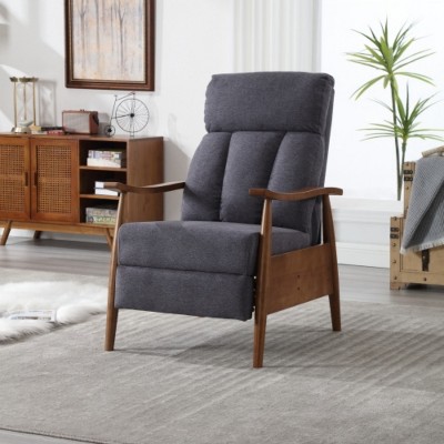Dark Gray Wood Frame Armchair, Modern Accent Chair Lounge Chair for Living Room