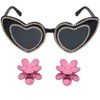 Willow & Ruby Kid's Fun Sunglasses with Hair Clip Set for Girls - Sunnies & Claws in Black With Pink Flower Hair Claws - 3 of 4