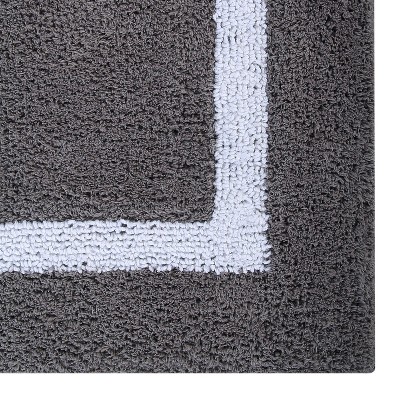 Gray and White Cotton Tufted Reversible Bath Rug Set