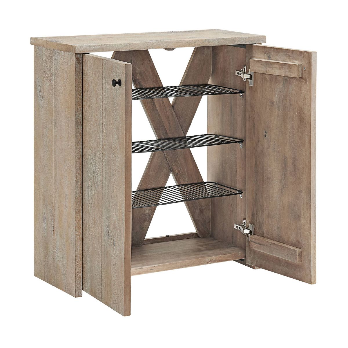 Alaterre Furniture 31" Castleton Mango Wood Shoe Cubbie Storage Cabinet Driftwood: 12-Pair Organizer, Fixed Shelves, Freestanding
