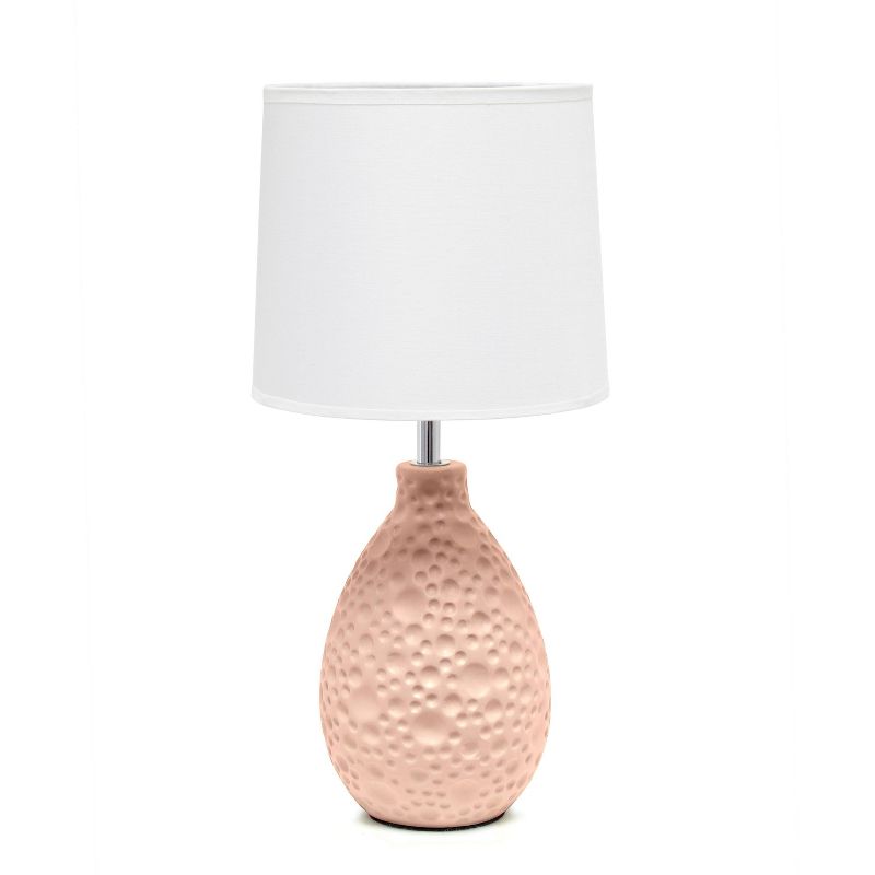 14.17" Traditional Ceramic Texture Thumbprint Tear Drop Table Desk Lamp with Tapered Shade - Creekwood Home , 1 of 8
