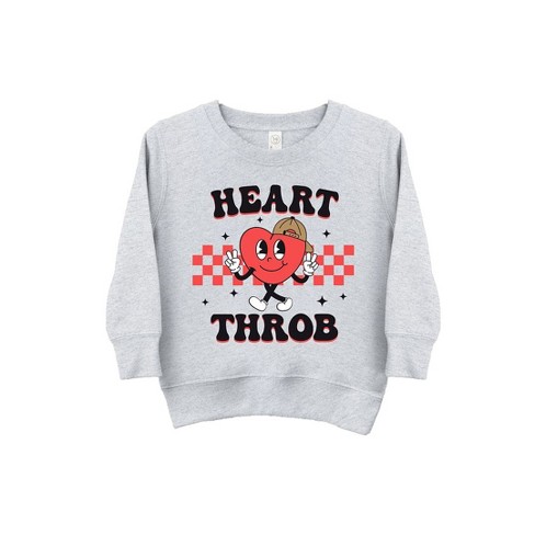 The Juniper Shop Checkered Heart Throb Toddler Graphic Sweatshirt 3T Heather Grey