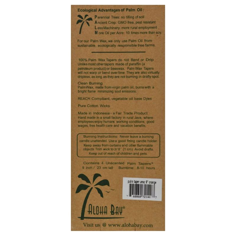 Aloha Bay Orange Unscented Palm Taper Candles - 4 ct, 2 of 3