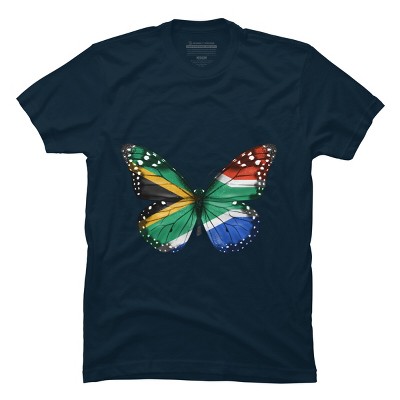 Men's Design By Humans Butterfly Flag Of South Africa By GiftsIdeas T-Shirt