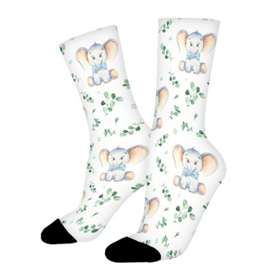Baby Elephant Women Printed Crew Socks Funny Funky Socks Soft Polyester Novelty Gifts for Artists Men