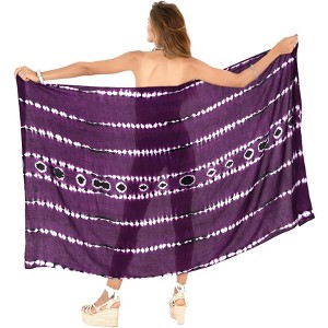 LA LEELA Women's Sarong Swimwear Wrap Cover up Wraps One Size Purple Tie Dye - 1 of 4