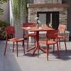 WestinTrends Playa Modern 5-Piece Resin Patio Dining Table Set with Stackable Patio Dining Chairs, Red - 2 of 4