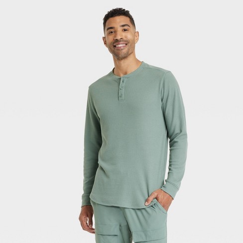 Men's Waffle-Knit Henley Athletic Top - All in Motion™ Stone L in 2023