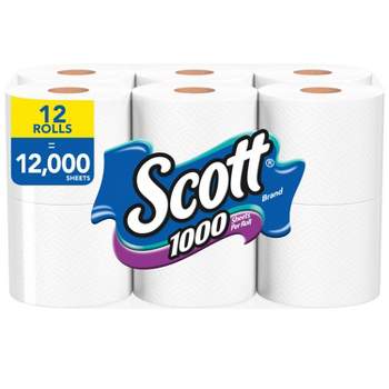 Scott 1000 Septic-Safe 1-Ply Toilet Paper - 12 Rolls