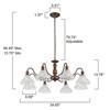 LLHZSY 36 3/5" Wide Vintage Ceiling Chandelier With Small Wrinkled Chrysanthemum Glass, 8-Light Fixture Adjustable Height-Bronze - 3 of 4