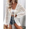Womens Cardigan Spring Tops Sheer Lightweight Summer Cardigan Beach Cover Up Tops V Neck Lantern Sleeve Sweater Cardigan - 3 of 4