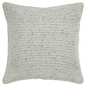 20"x20" Oversize Striped Poly Filled Square Throw Pillow White - Rizzy Home: Cotton Woven, Removable Cover, Indoor Use - 1 of 4