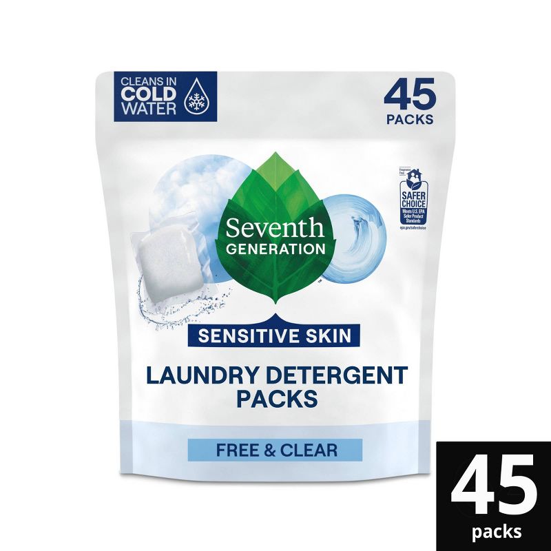 Seventh Generation Laundry Packs Free &#38; Clear - 45ct/31.7oz, 1 of 11