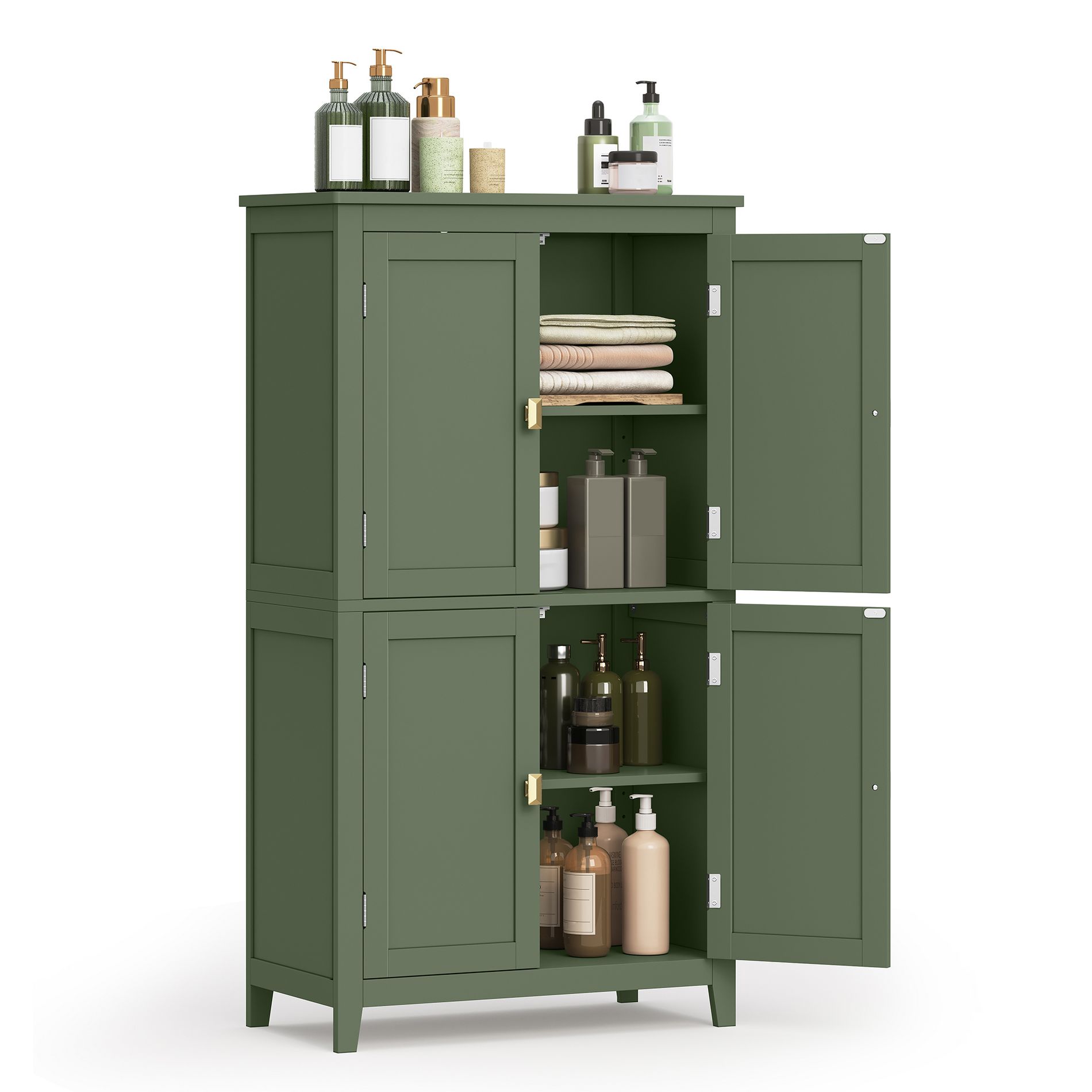 VASAGLE Floor Storage Cabinet, Storage Unit, Freestanding Cabinet, Adjustable Shelves, 11.8 x 23.6 x 43.3 Inches, Forest Green