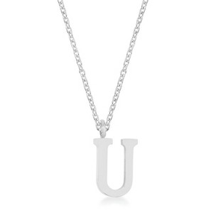 Slickblue Personalized Stainless Steel Initial Necklace, 16" Chain with 2" Extender, Rose Gold/Silver, Choose Letter I-Z - 1 of 3