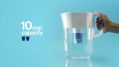 White 10-Cup Water Filter Pitcher with Elite Carbon Block Filter