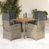 vidaXL 5 Piece Patio Dining Set - Gray Poly Rattan with Cushions - Outdoor Garden Furniture with Adjustable Backrest & Tempered Glass Tabletop - 2 of 4