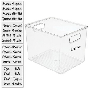 mDesign Stackable Plastic Pantry Organizer Box + 36 Labels - Clear - 1 of 4