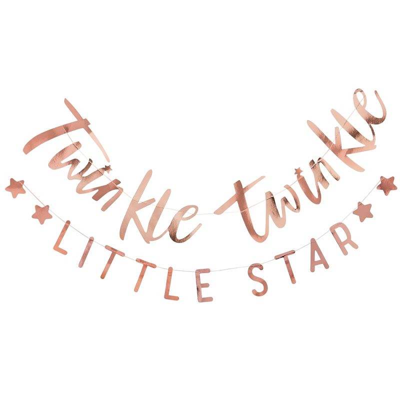&#34;Twinkle Twinkle&#34; Bunting Party Decorations Rose Gold/White, 2 of 3