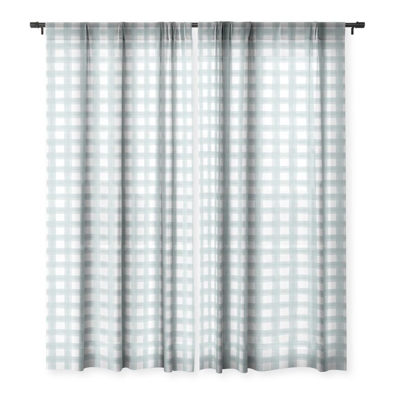Little Arrow Design Co watercolor plaid dusty blue Single Panel Sheer Window Curtain - Deny Designs, 3 of 7