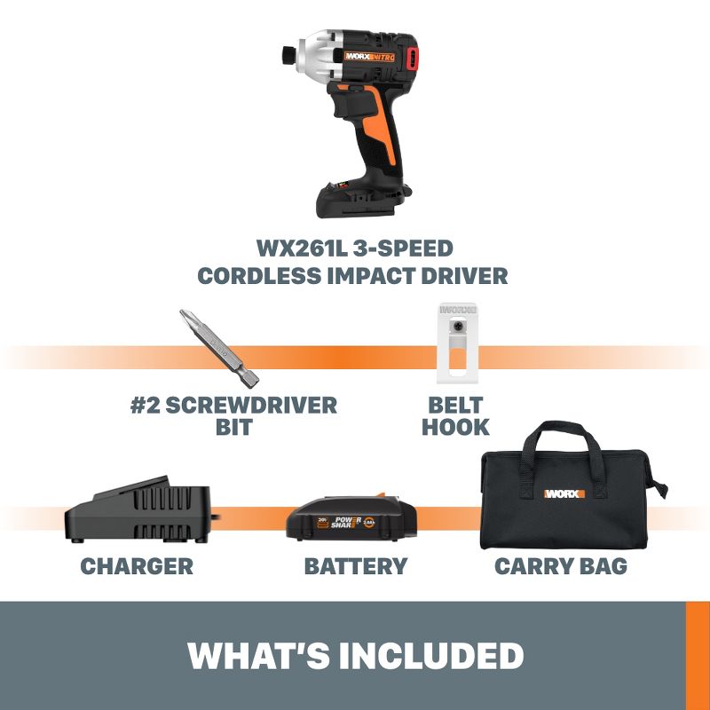 Worx WX261L 20V Power Share Brushless Impact Driver, 4 of 12