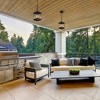 LNC 8" Square Cage Modern Outdoor Pendant Lamp Matte Black: Weather-Resistant, Glass Shade, E26 - 3 of 4