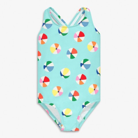 Primary Kids Tank Swimsuit In Beach Balls In Mist Beach Balls Size 6-7