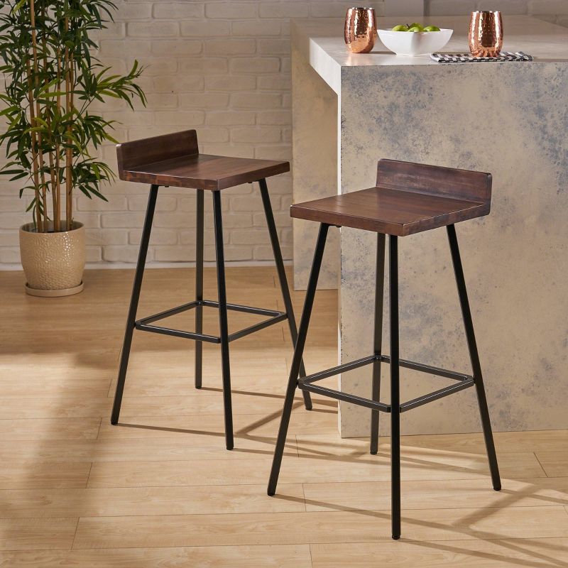 Set of 2 Bidwell Modern Wood Barstool - Christopher Knight Home, 3 of 10