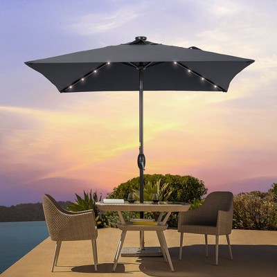 Sonkuki 6.5 FT LED Square Outdoor Patio Umbrella Market Table Umbrella