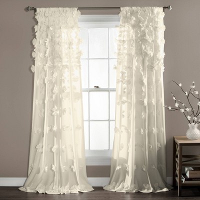 95"x54" Riley Window Single Curtain Panel Ivory - Lush Décor